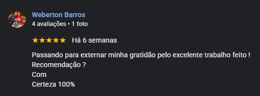 Avaliação real no Google