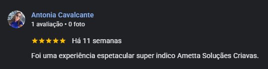 Avaliação real no Google