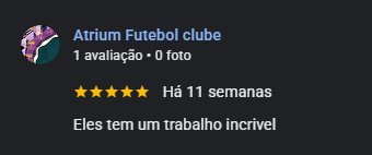 Avaliação real no Google